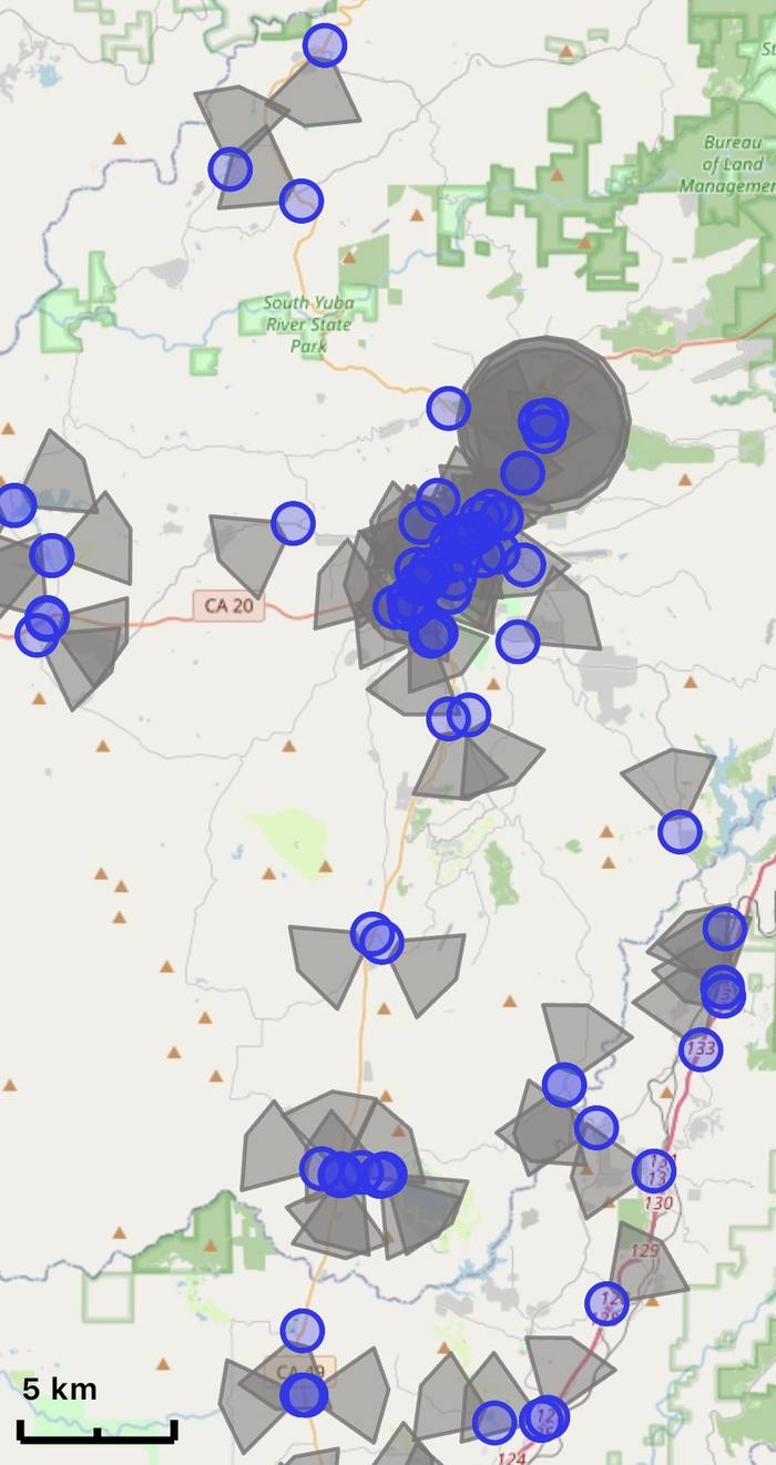 Map showing Flock camera locations across Nevada County, click to view live on deflock.me